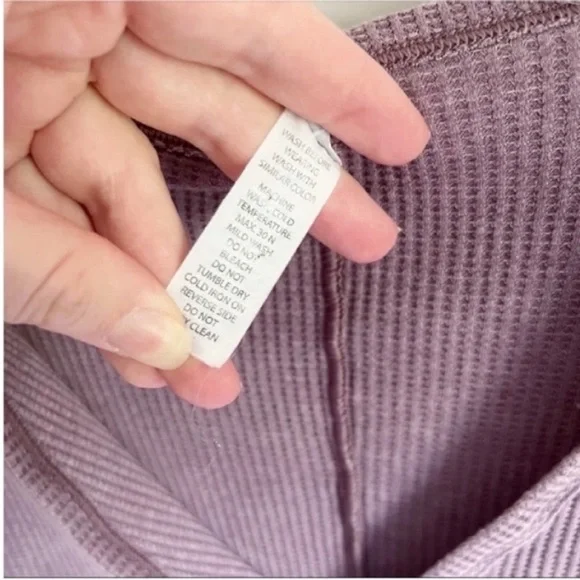 Zyia Active Don't Wake Me Up shirt purple waffle knit thermal buttons v neck - Picture 7 of 8